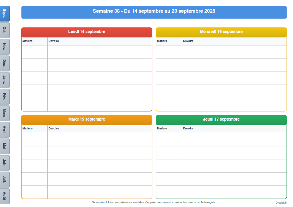 4 jours par page
